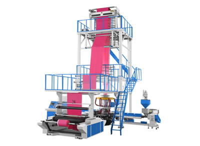 Three-layer co-extrusion down spin blown film machine